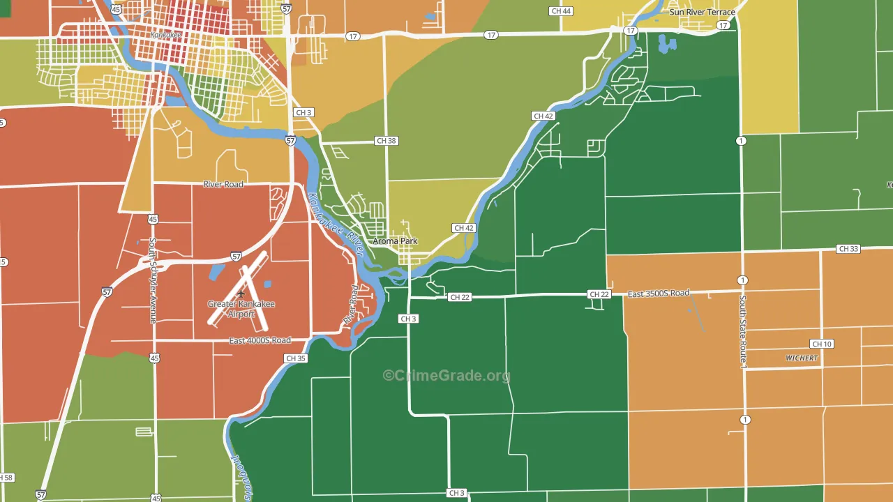 Aroma Park, IL Map of Theft Rates