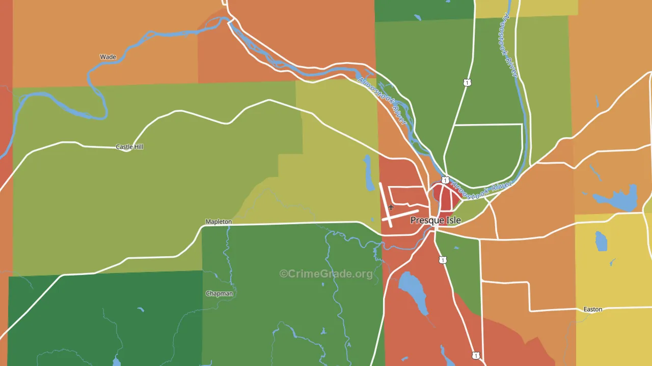 Aroostook County, ME Map of Theft Rates