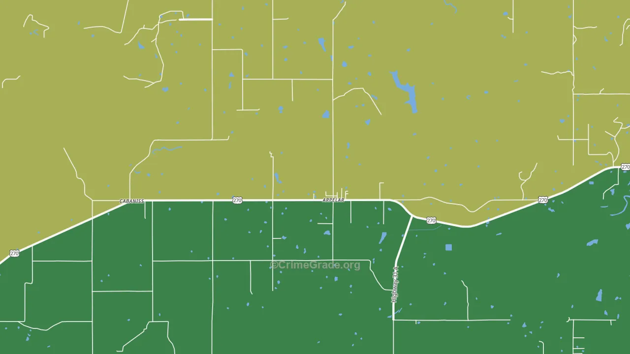 Arpelar, OK Map of Theft Rates