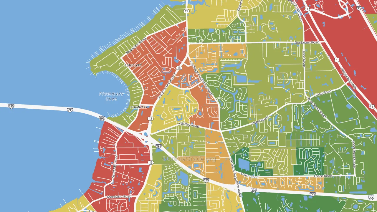 Arrowhead, Jacksonville, FL Map of Theft Rates