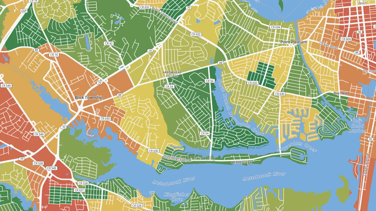 Arrowhead Park, Brick, NJ Map of Theft Rates