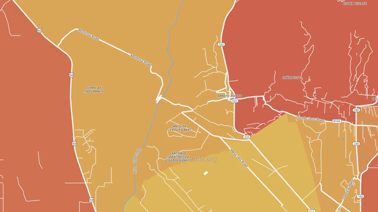 Arroyo Hondo, NM Map of Theft Rates