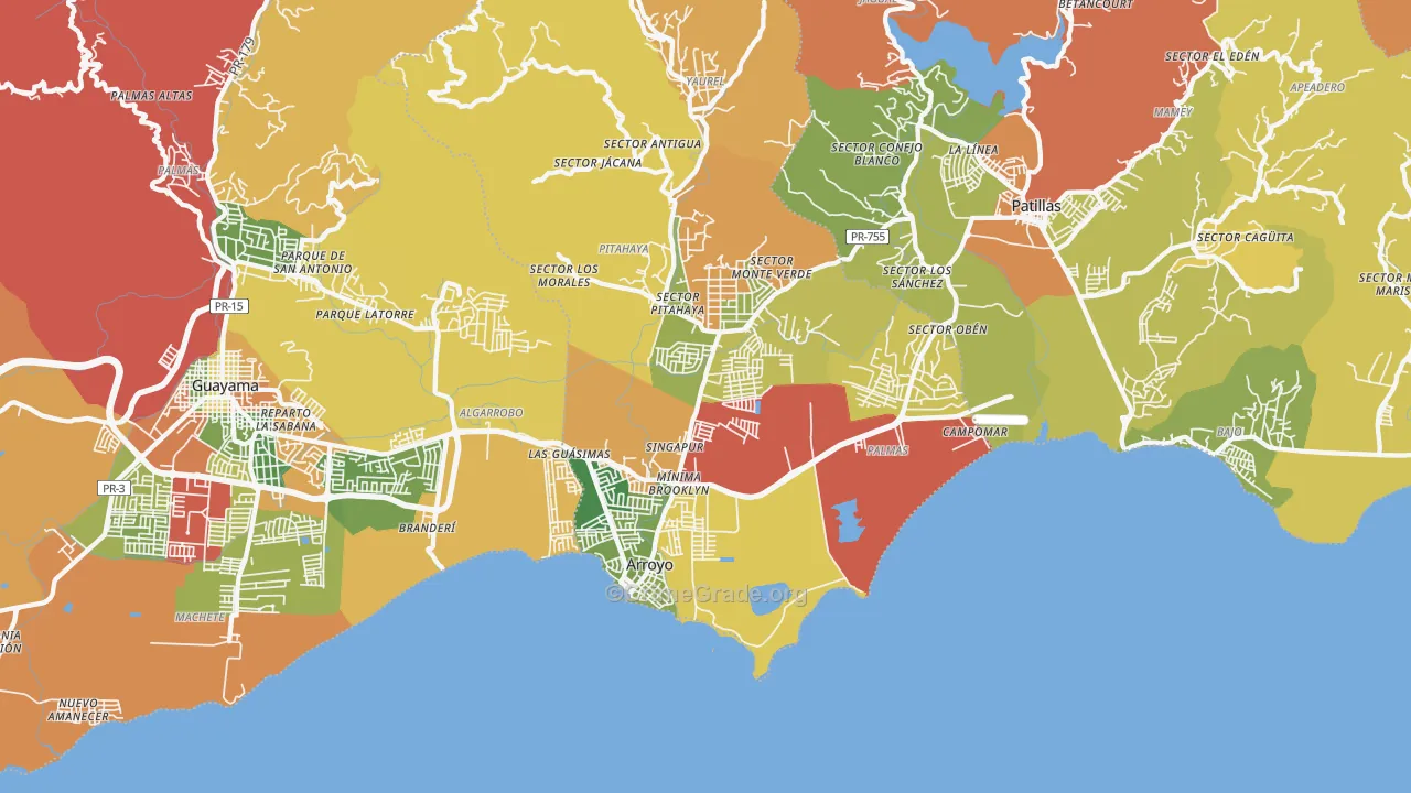 Arroyo Municipio, PR Map of Theft Rates