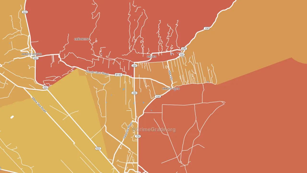 Arroyo Seco, NM Map of Theft Rates