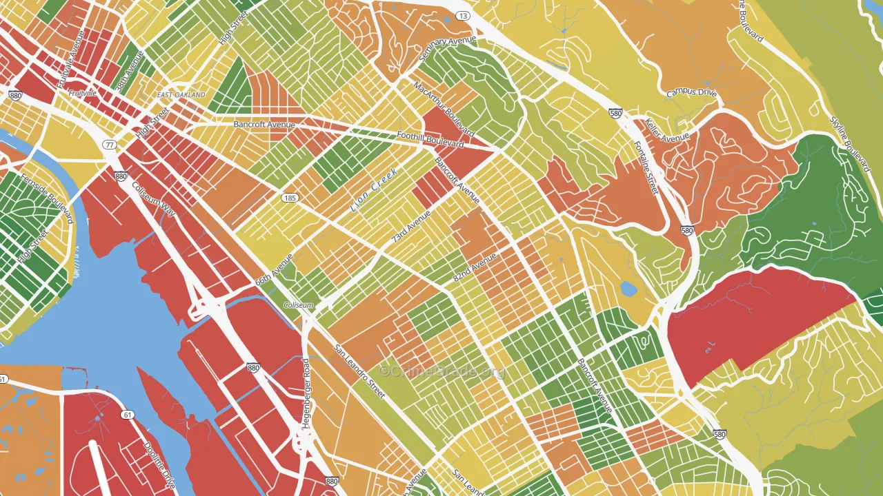 Arroyo Viejo, Oakland, CA Map of Theft Rates