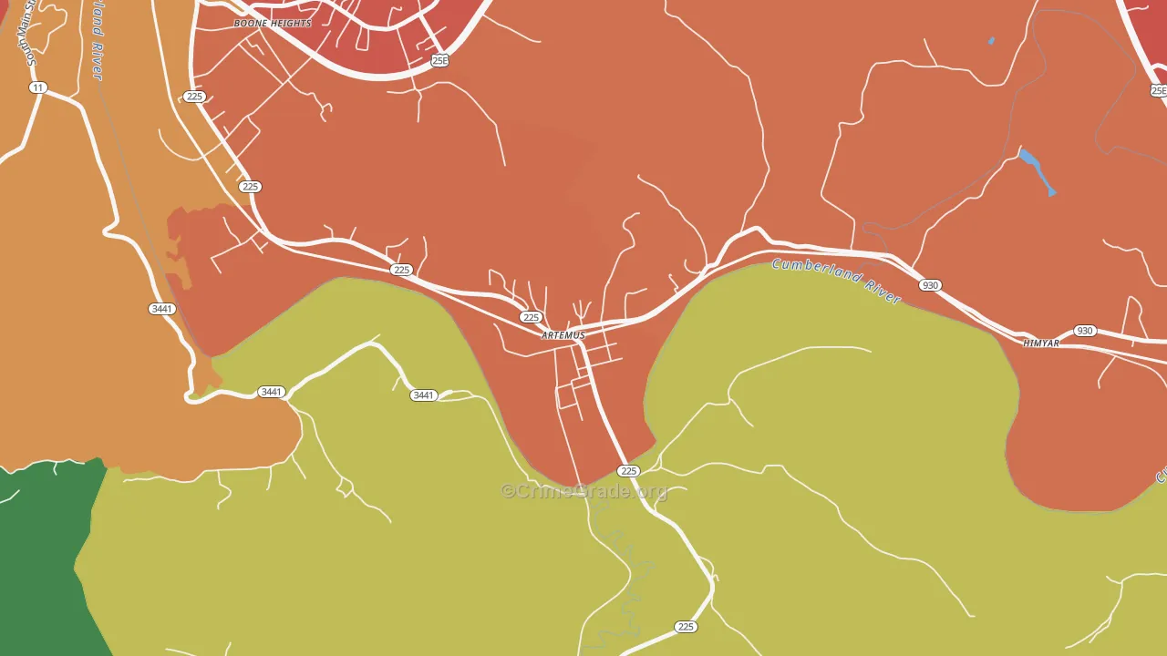 Artemus, KY Map of Theft Rates