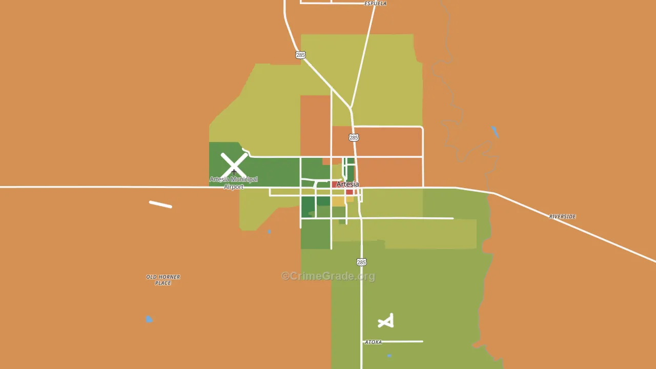 Artesia, NM Map of Theft Rates