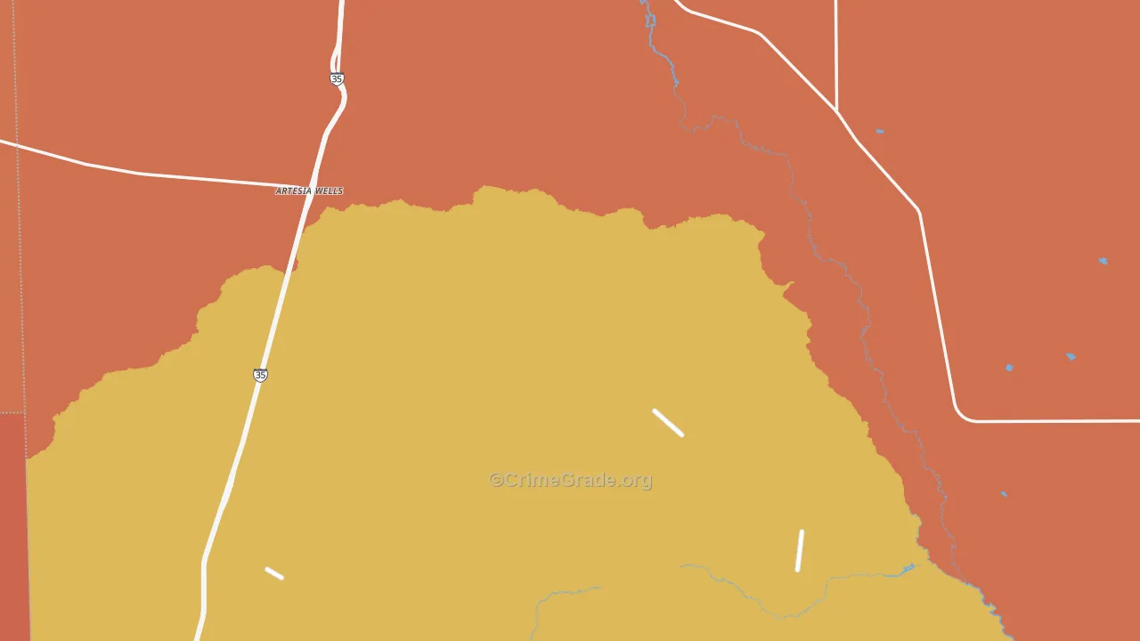 Artesia Wells, TX Map of Theft Rates