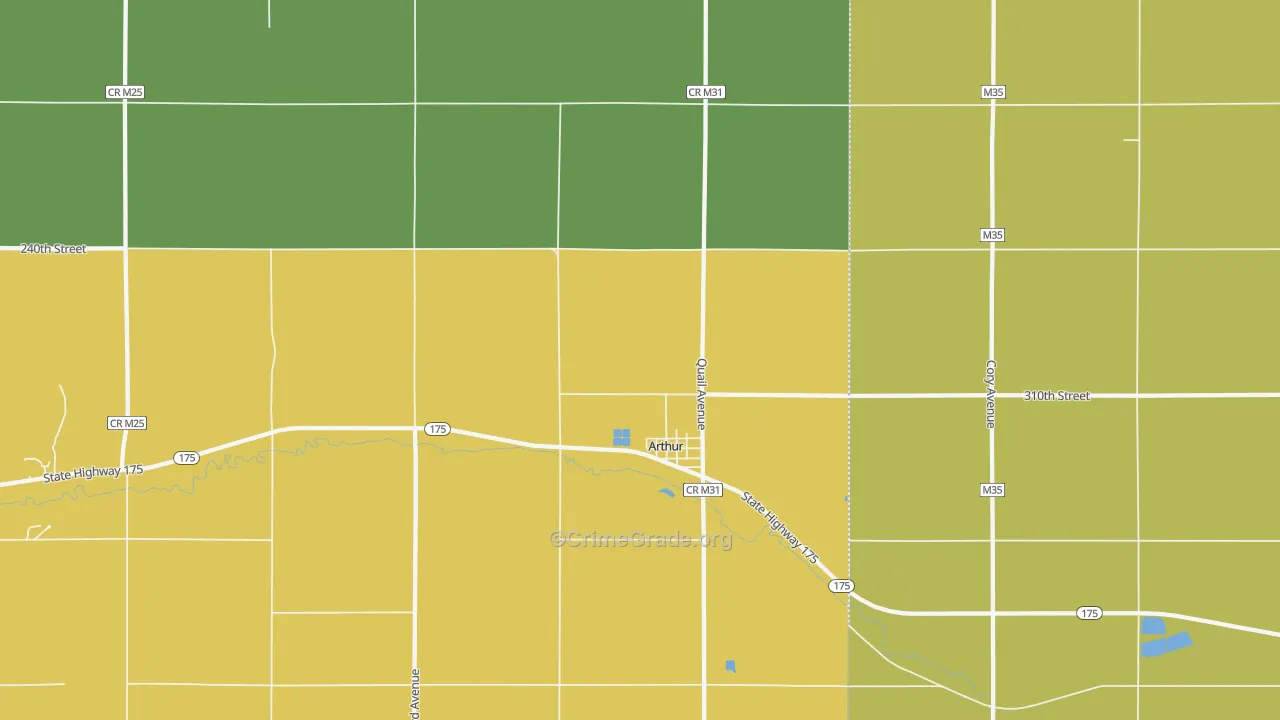 Arthur, IA Map of Theft Rates
