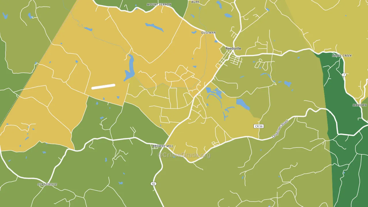 Arthurdale, WV Map of Theft Rates