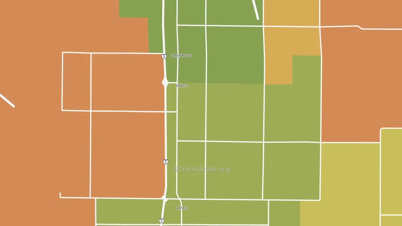 Artois, CA Map of Theft Rates