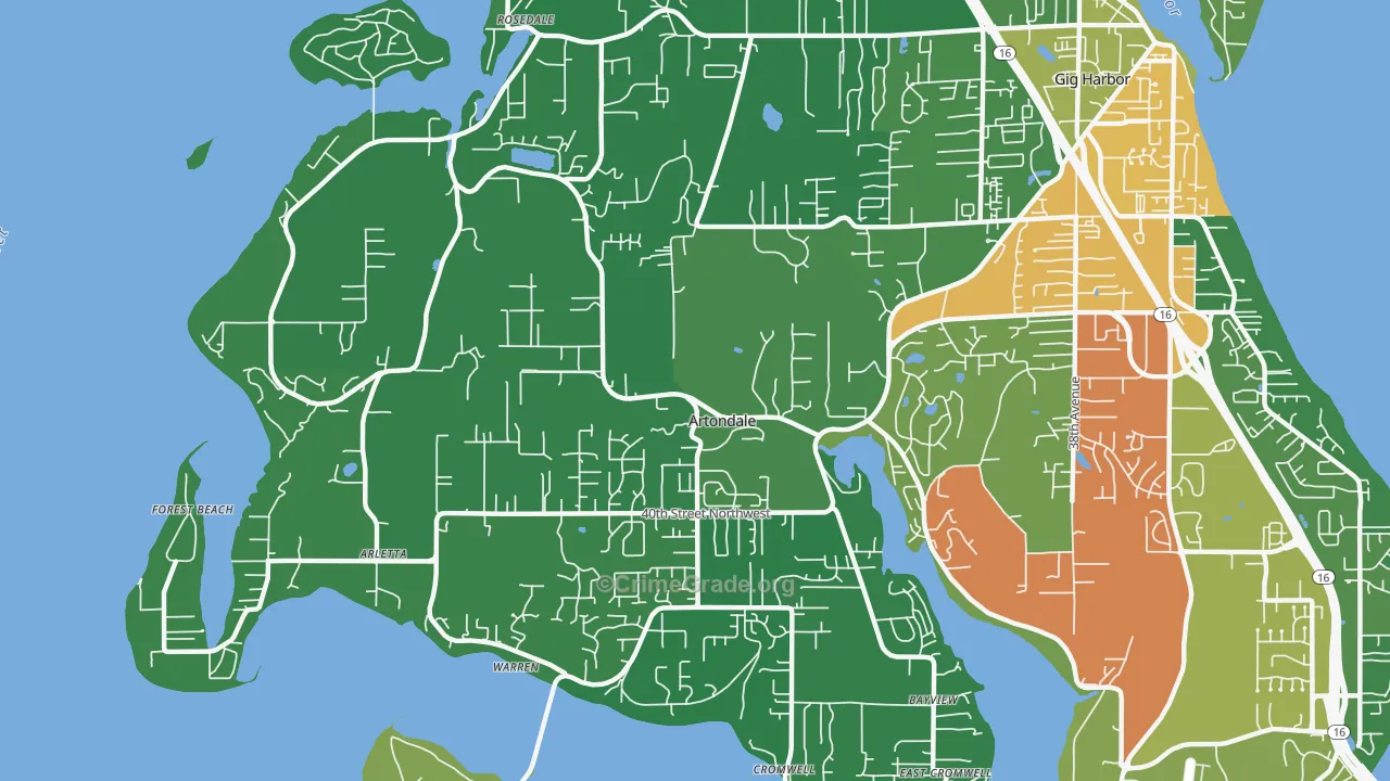 Artondale, WA Map of Theft Rates
