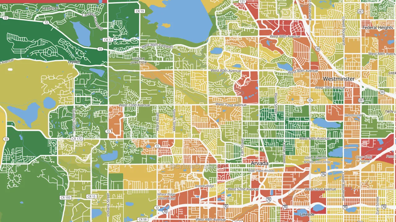 Arvada, CO Map of Theft Rates