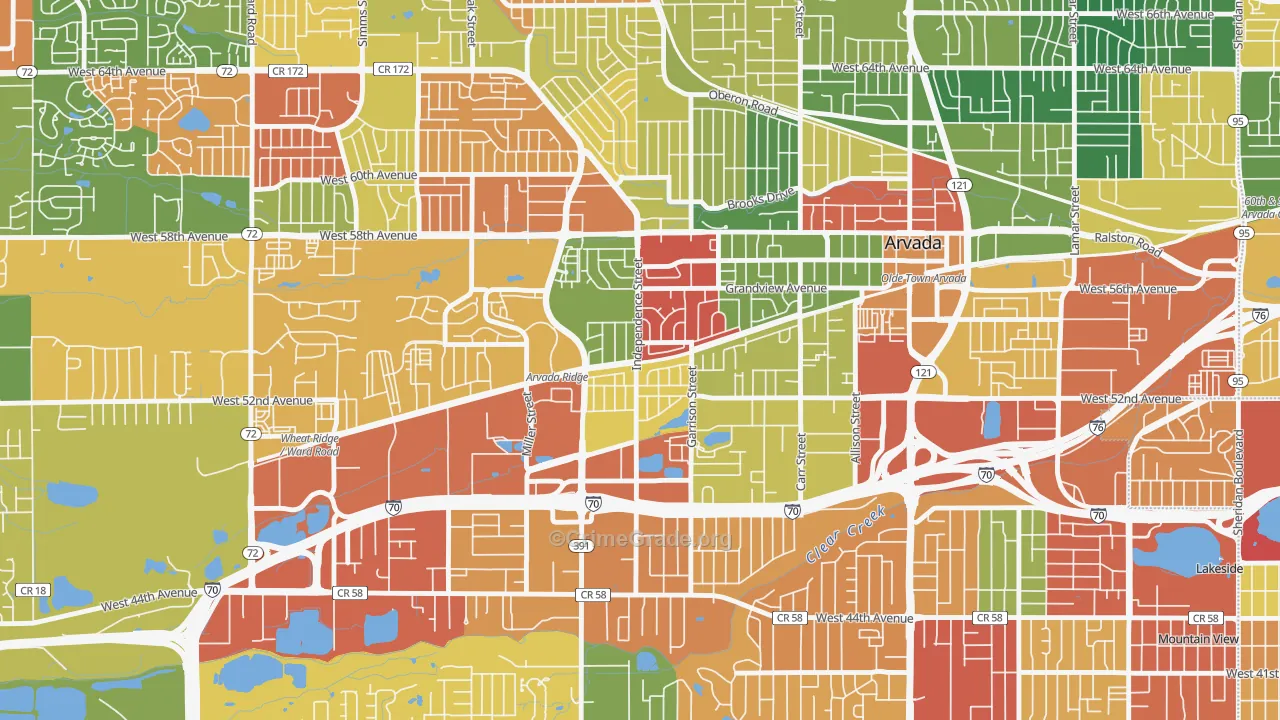 Arvada Plaza Area, Arvada, CO Map of Theft Rates