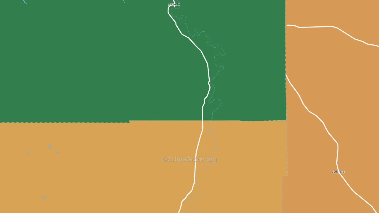 Arvada, WY Map of Theft Rates