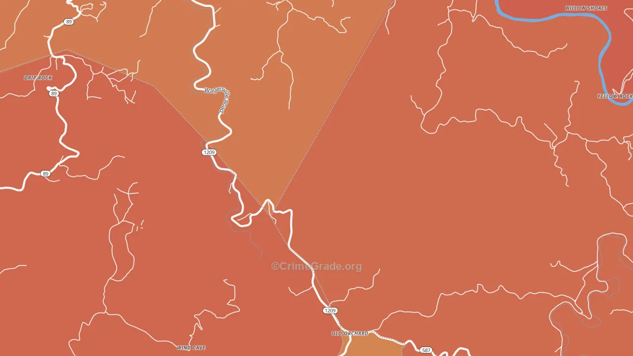 Arvel, KY Map of Theft Rates