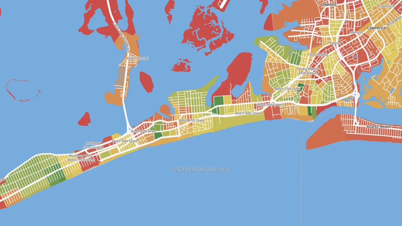 Arverne, Queens, NY Map of Theft Rates