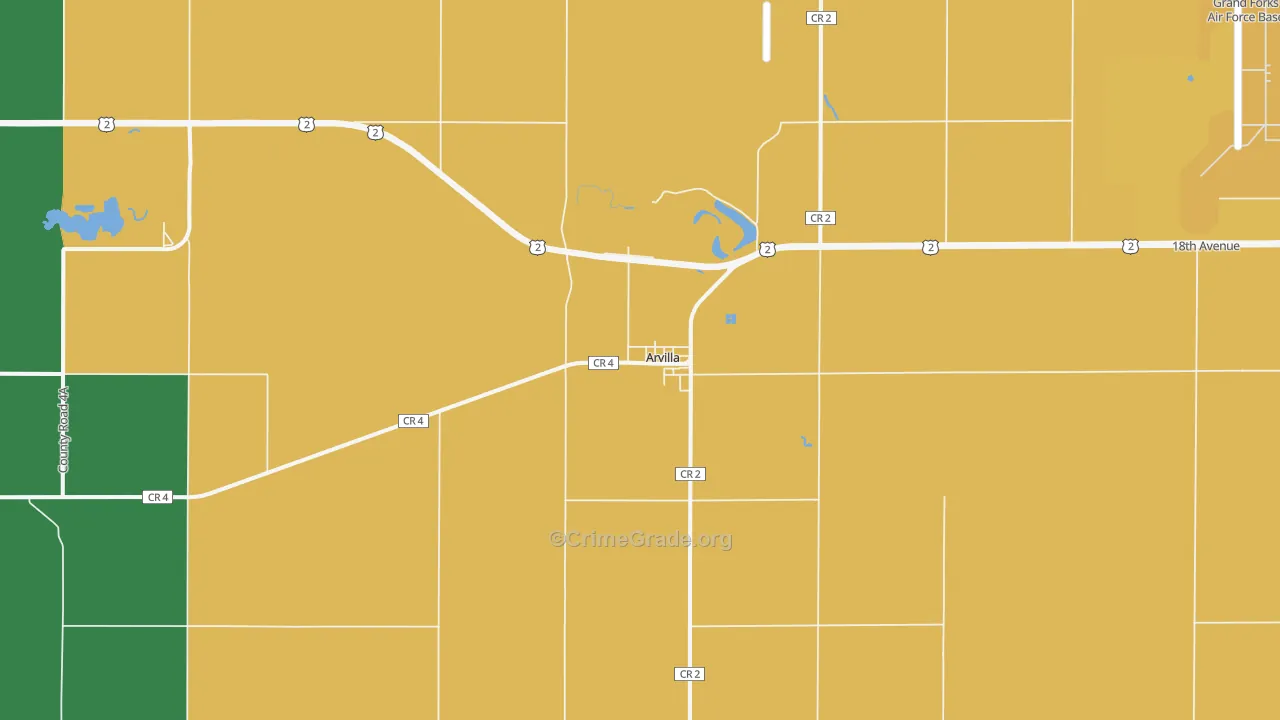 Arvilla, ND Map of Theft Rates