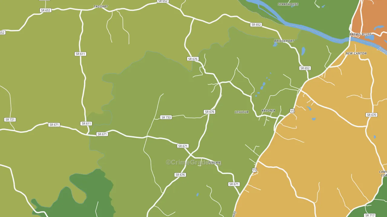Arvonia, VA Map of Theft Rates
