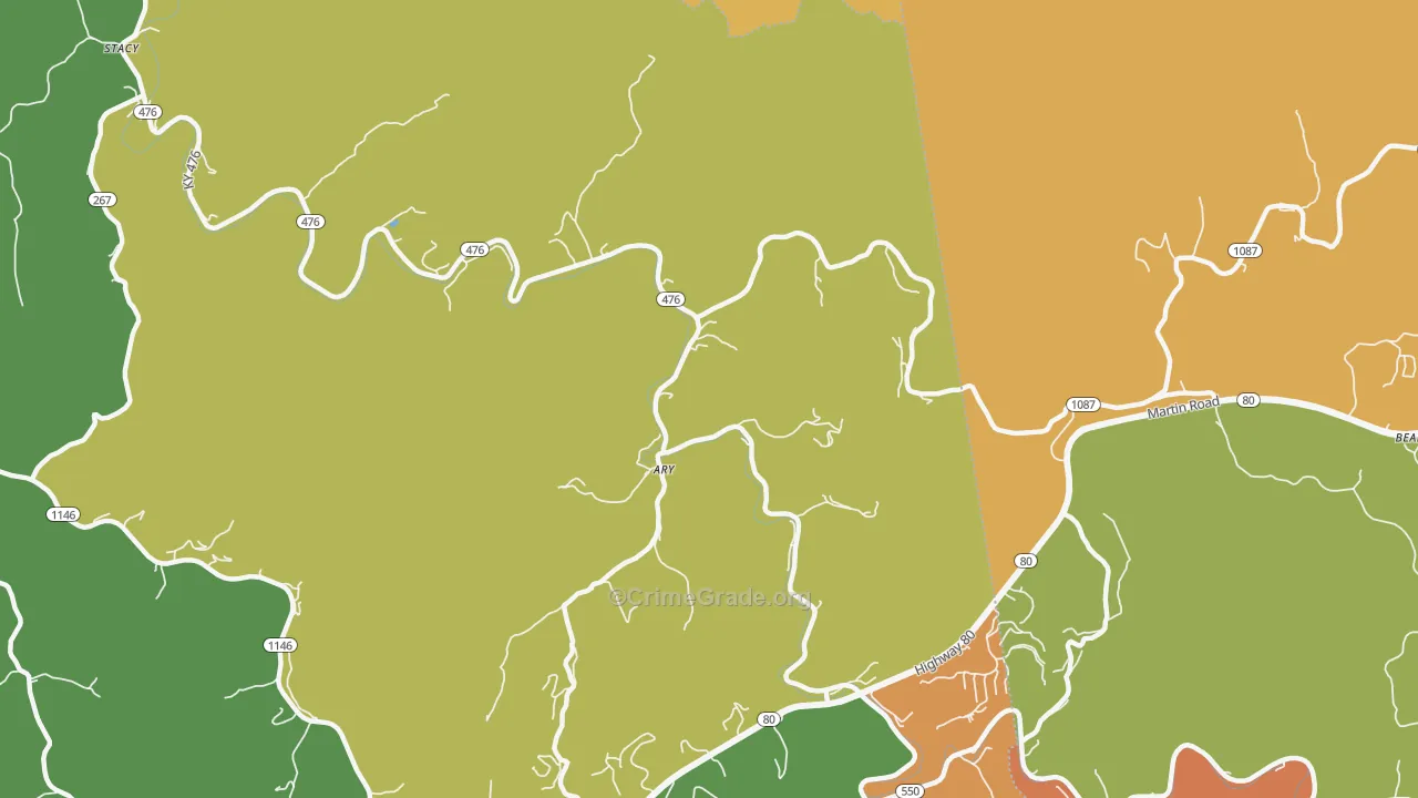 Ary, KY Map of Theft Rates