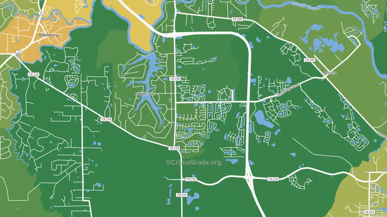 Asbury Lake, FL Map of Theft Rates
