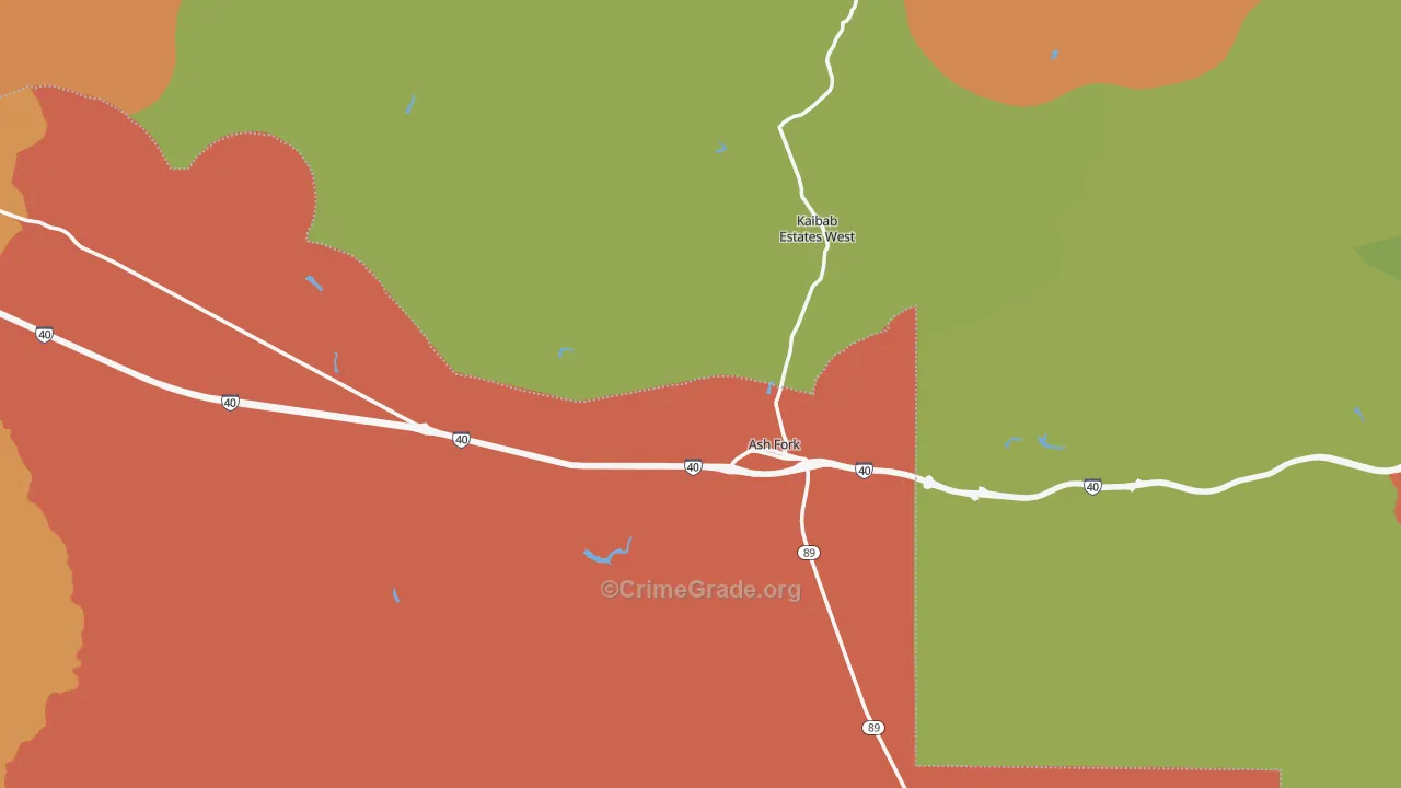 Ash Fork, AZ Map of Theft Rates