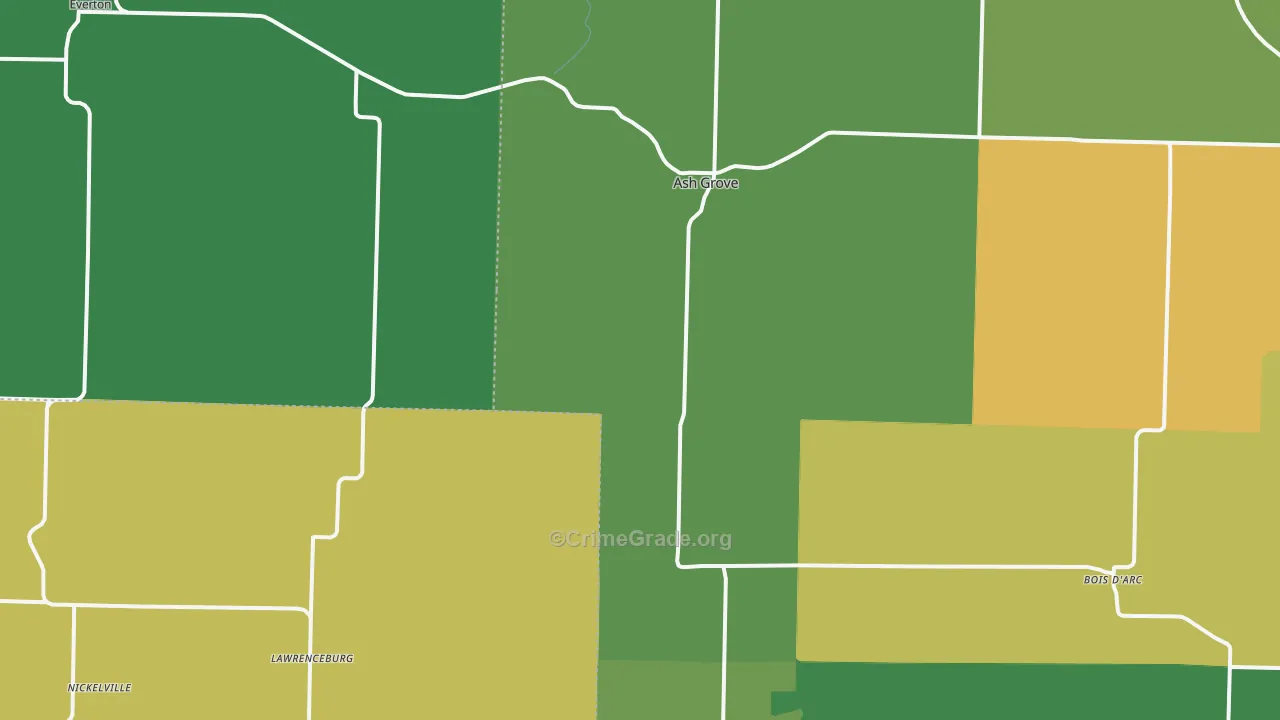 Ash Grove, MO Map of Theft Rates