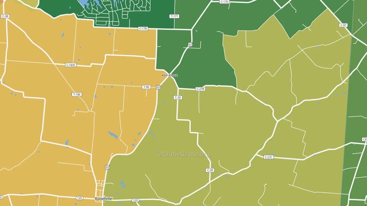Ash Ridge, OH Map of Theft Rates