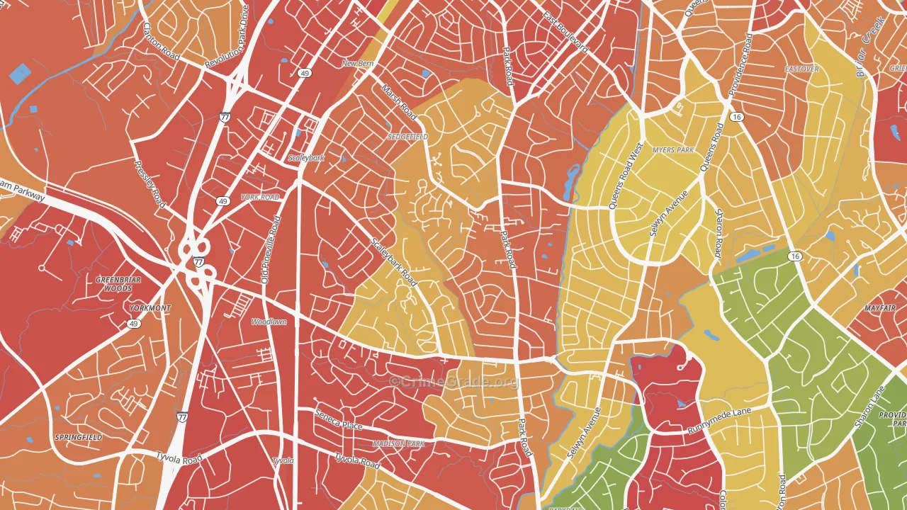 Ashbrook-Clawson Village, Charlotte, NC Map of Theft Rates