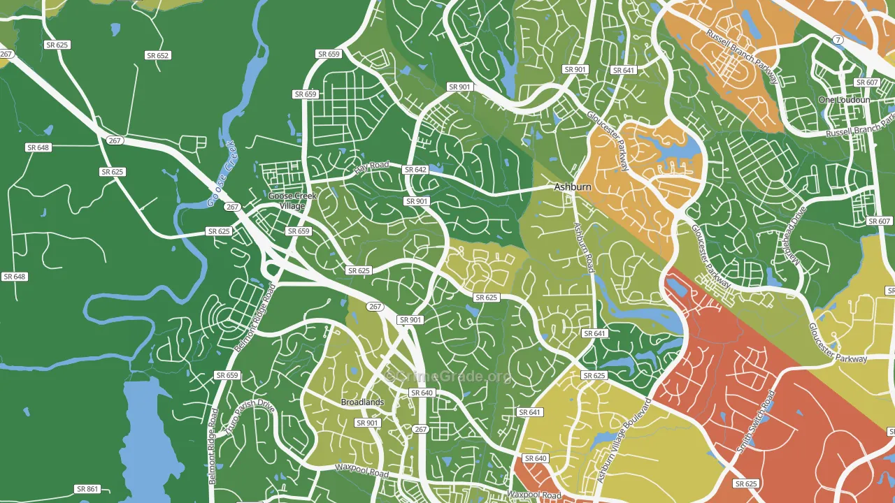 Ashburn Farm, Ashburn, VA Map of Theft Rates