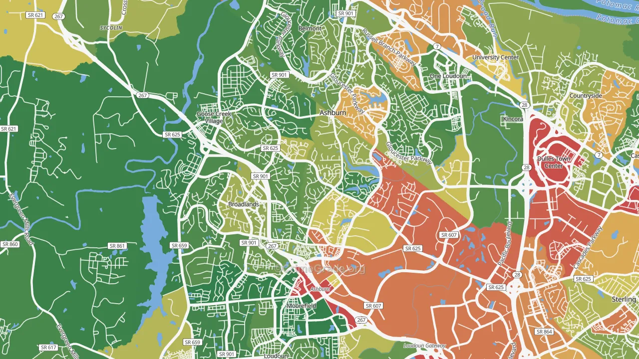 Ashburn, VA Map of Theft Rates