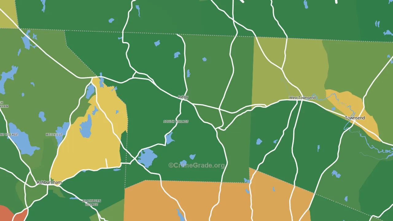 Ashby, MA Map of Theft Rates
