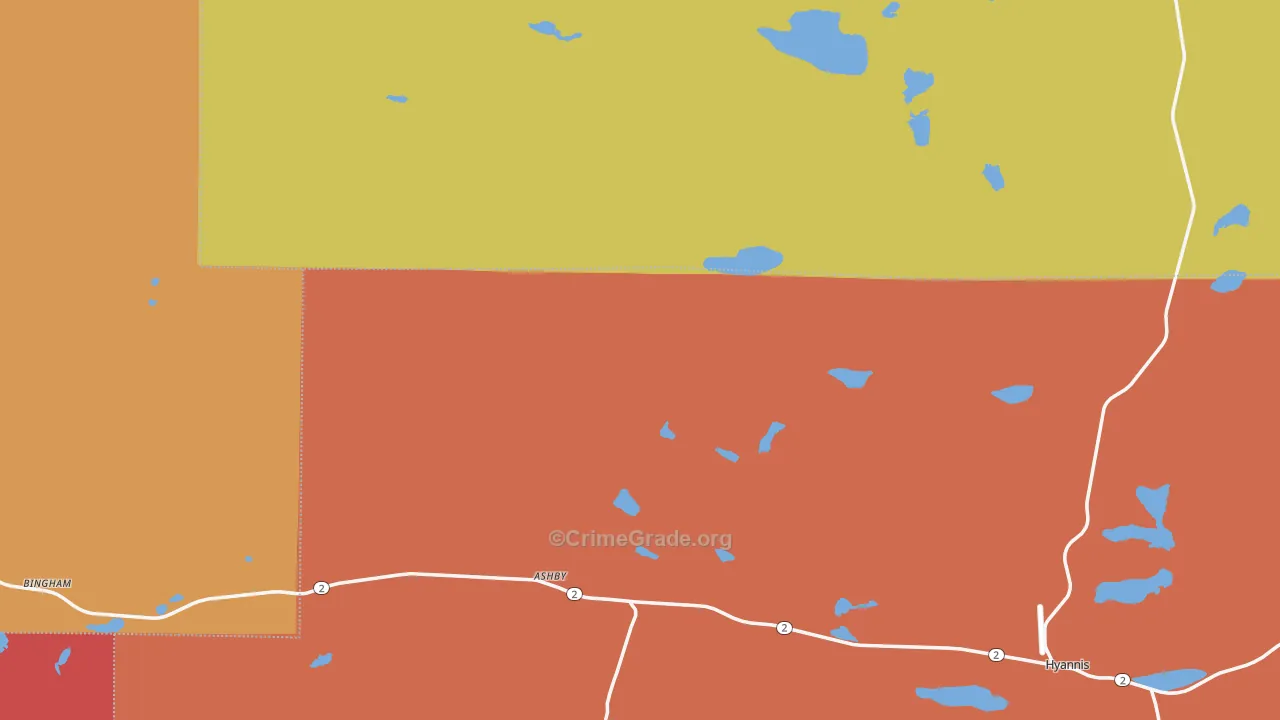 Ashby, NE Map of Theft Rates