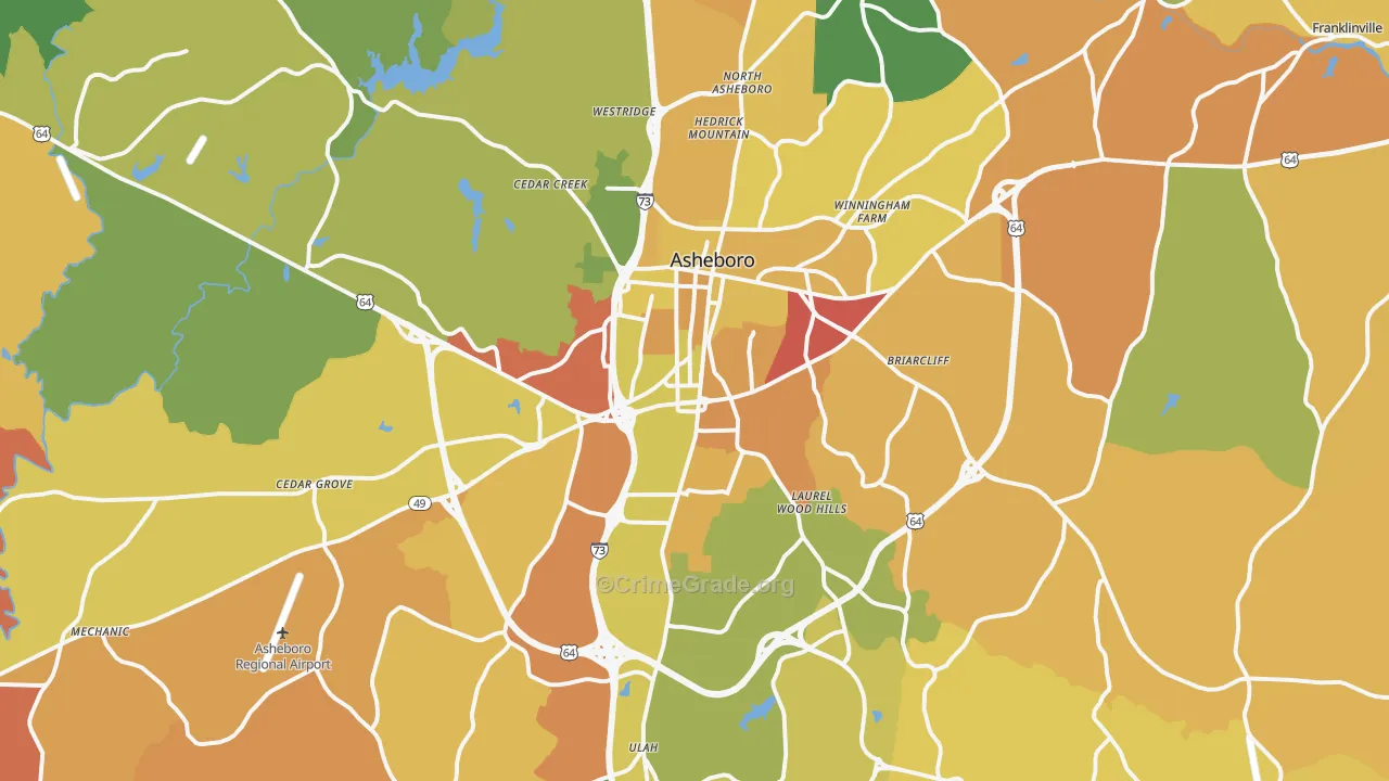 Asheboro, NC Map of Theft Rates