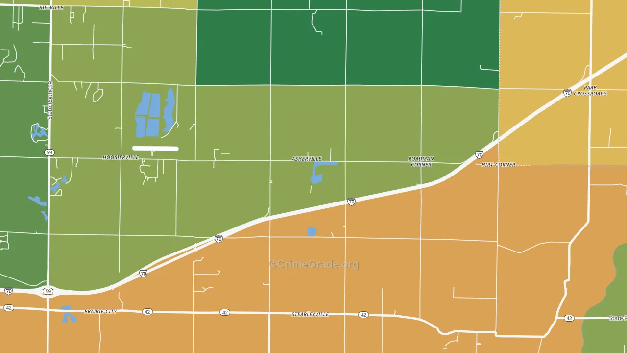 Asherville, IN Map of Theft Rates