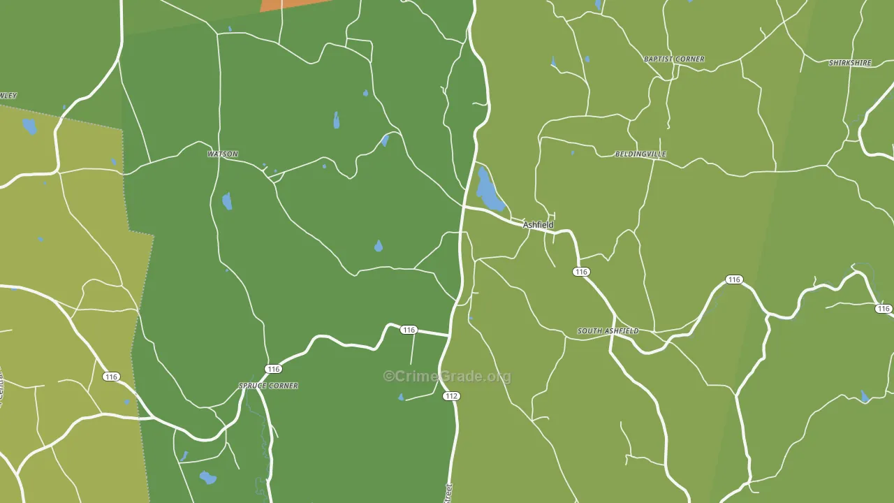 Ashfield, MA Map of Theft Rates
