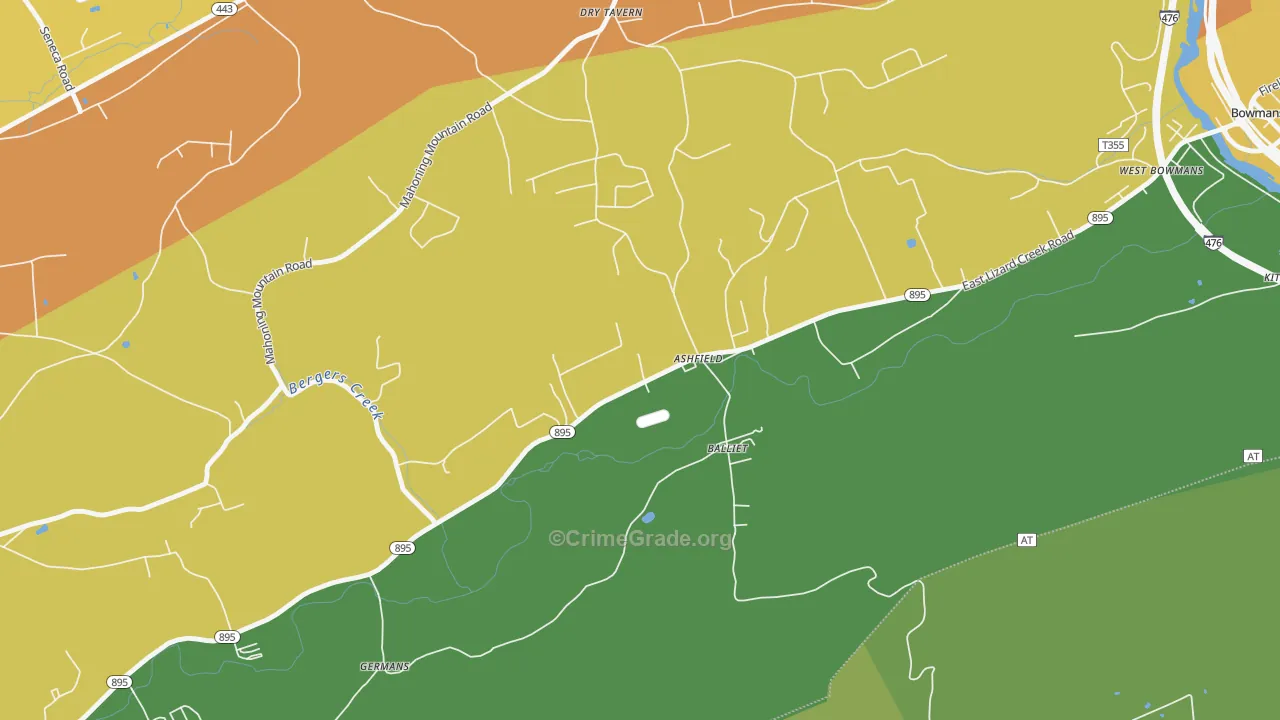 Ashfield, PA Map of Theft Rates