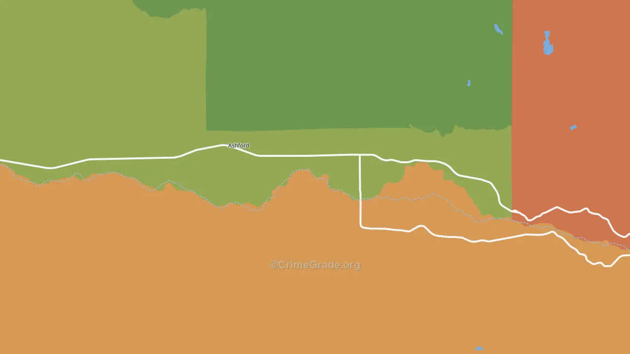 Ashford, WA Map of Theft Rates