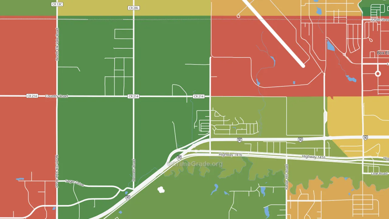 Ashland Heights, SD Map of Theft Rates