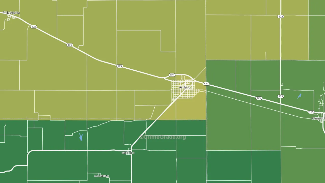 Ashland, IL Map of Theft Rates