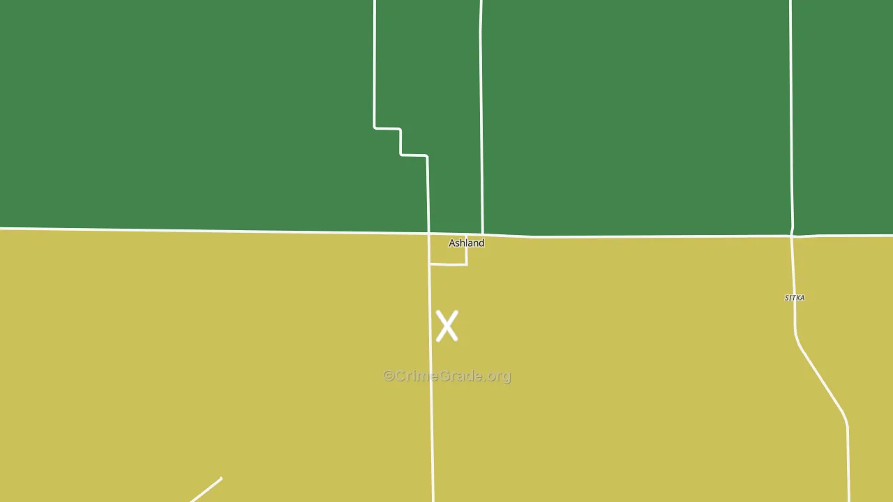 Ashland, KS Map of Theft Rates