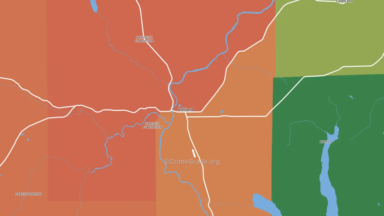 Ashland, ME Map of Theft Rates