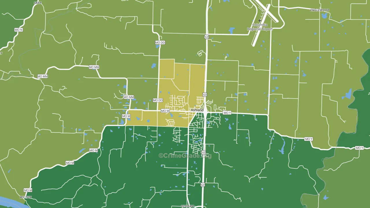 Ashland, MO Map of Theft Rates