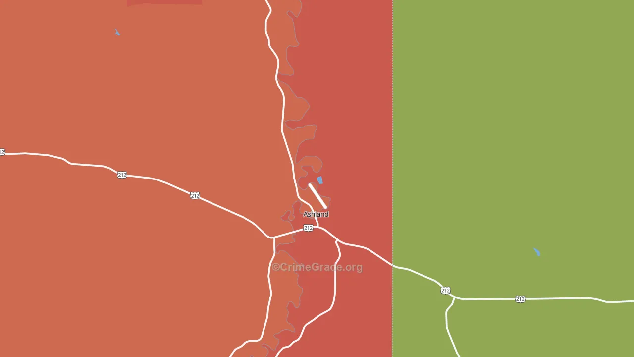 Ashland, MT Map of Theft Rates