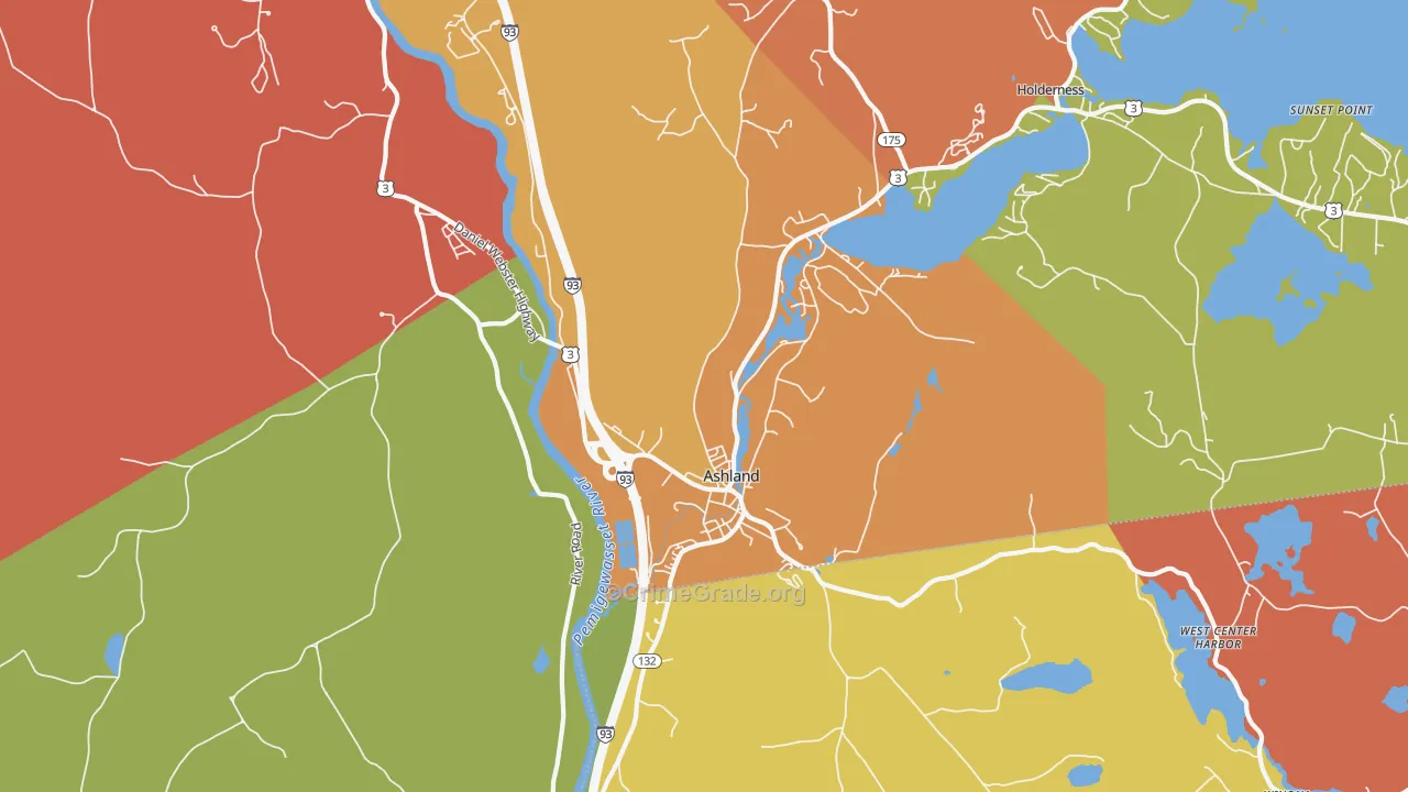 Ashland, NH Map of Theft Rates