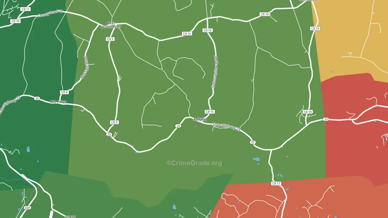Ashland, NY Map of Theft Rates