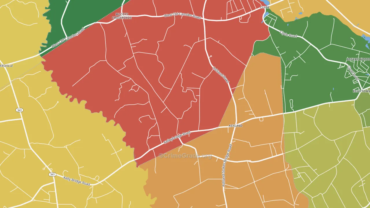 Ashland, SC Map of Theft Rates