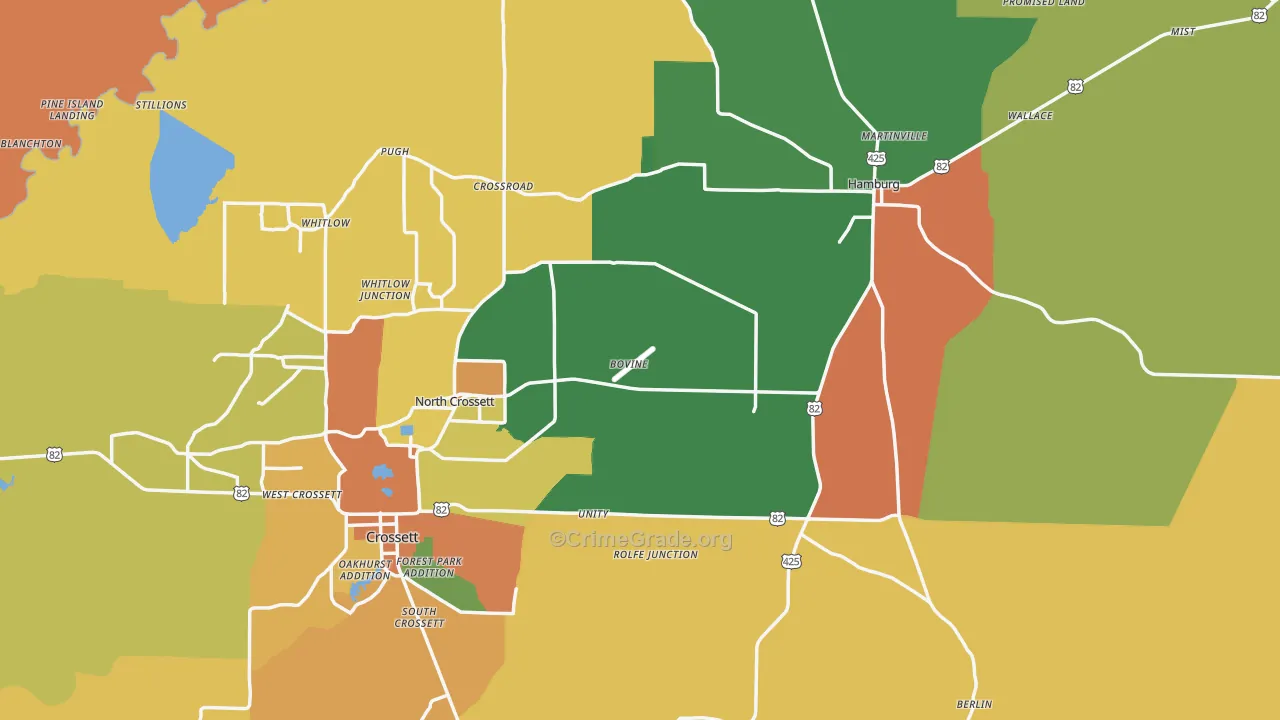 Ashley County, AR Map of Theft Rates