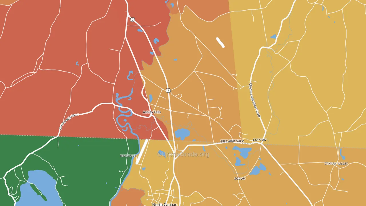 Ashley Falls, MA Map of Theft Rates