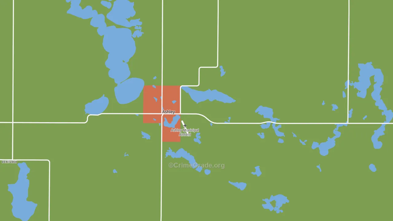 Ashley, ND Map of Theft Rates